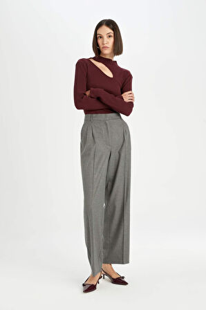 DeFacto Wide Leg Klasik Kışlık Pantolon Cepli Yüksek Bel Pileli Düz Paça D7408AX24AUAR39