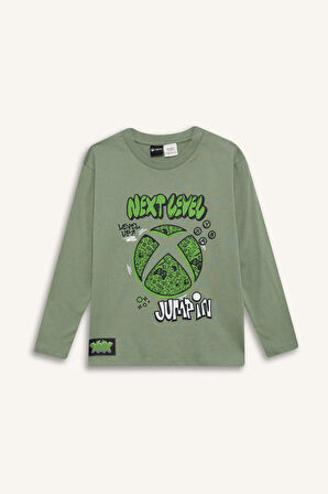 DeFacto Erkek Çocuk Xbox Pijama Takımı Bisiklet Yaka Uzun Kollu Üst Beli Lastikli Uzun Alt D8445A824WNGN425