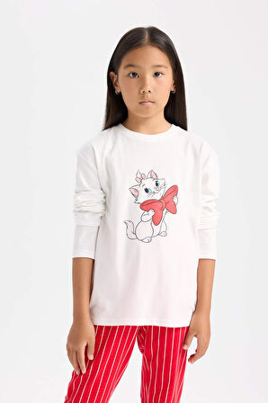 DeFacto Kız Çocuk Aristocats Pijama Takımı Uzun Kollu Üst Beli Lastikli Uzun Alt D9833A824WNER98