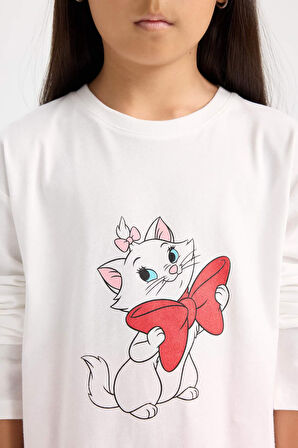 DeFacto Kız Çocuk Aristocats Pijama Takımı Uzun Kollu Üst Beli Lastikli Uzun Alt D9833A824WNER98