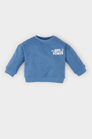 DeFacto Erkek Bebek Bisiklet Yaka Baskılı Sweatshirt D7905A525SPBE534