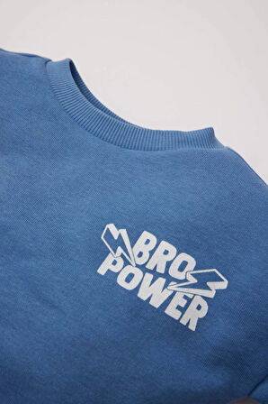 DeFacto Erkek Bebek Bisiklet Yaka Baskılı Sweatshirt D7905A525SPBE534