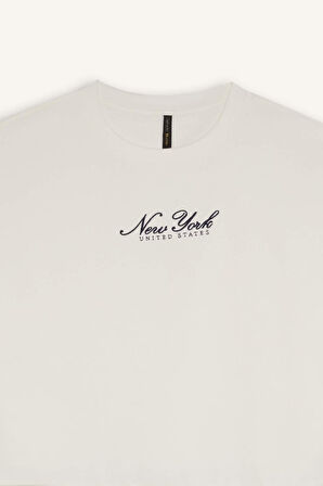 DeFacto Relax Fit Bisiklet Yaka Baskılı Kalın Sweatshirt D9806AX24WNER105