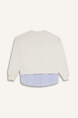 DeFacto Relax Fit Bisiklet Yaka Baskılı Kalın Sweatshirt D9806AX24WNER105