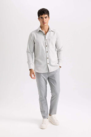 DeFacto Twill Chino Kumaş Pantolon Slim Fit Dar Kesim Dar Paça Basic Düz Cepli B2091AX24AUGR390