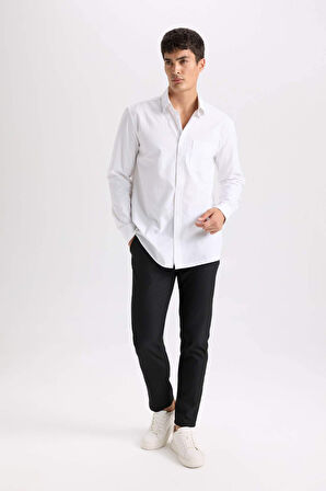 DeFacto Twill Chino Kumaş Pantolon Slim Fit Dar Kesim Dar Paça Basic Düz Cepli B2091AX24AUBK81