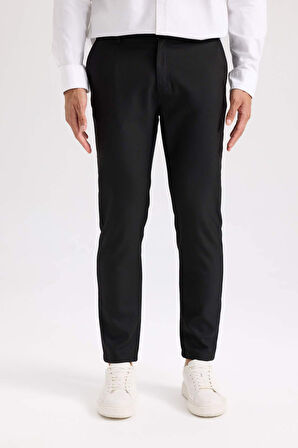 DeFacto Twill Chino Kumaş Pantolon Slim Fit Dar Kesim Dar Paça Basic Düz Cepli B2091AX24AUBK81
