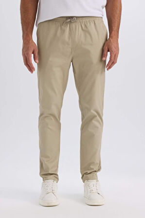 Yazlık Jogger Chino Pantolon Beli Bağcıklı Cepli Düz Paça