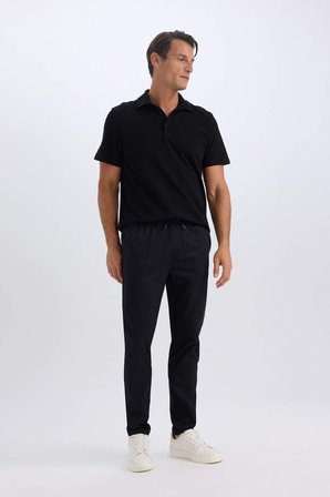 DeFacto %100 Pamuk Yazlık Jogger Chino Pantolon Beli Bağcıklı Cepli Düz Paça Z9933AZ25SPBK81