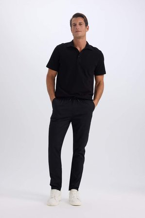 DeFacto %100 Pamuk Yazlık Jogger Chino Pantolon Beli Bağcıklı Cepli Düz Paça Z9933AZ25SPBK81
