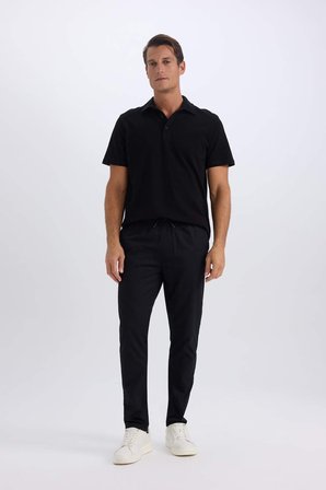 DeFacto %100 Pamuk Yazlık Jogger Chino Pantolon Beli Bağcıklı Cepli Düz Paça Z9933AZ25SPBK81