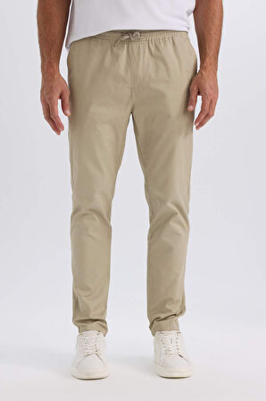 Yazlık Jogger Chino Pantolon Beli Bağcıklı Cepli Düz Paça