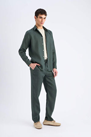 DeFacto %100 Keten Relax Fit Rahat Kesim Düz Paça Yazlık Pantolon C1117AX25SPKH498