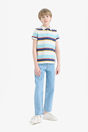 DeFacto Erkek Çocuk Polo Yaka Çizgili Pike Kısa Kollu Tişört D7828A825SMER105