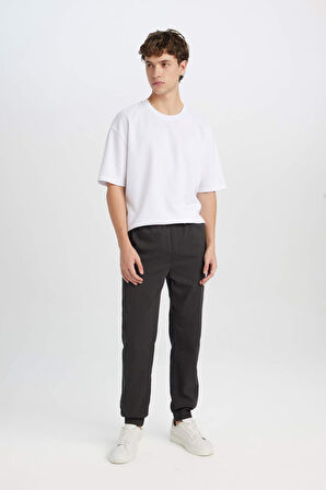 DeFacto Jogger Gabardin Pantolon Beli Regular Fit Bağcıklı Lastikli Paça D5927AX24AUAR221