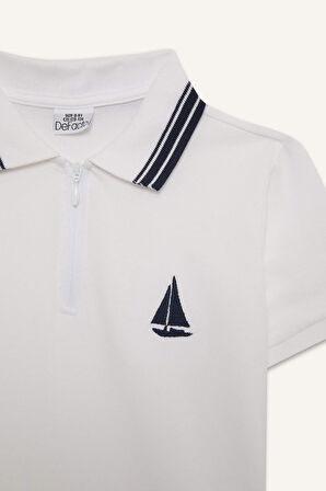 DeFacto Erkek Çocuk Nakışlı Pike Kısa Kollu Polo Tişört D8091A825SMWT34