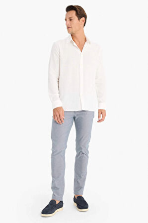 Defacto D7394 Ekru %100 Pamuk Regular Fit İnce Kumaş Polo Yaka Uzun Kollu Gömlek