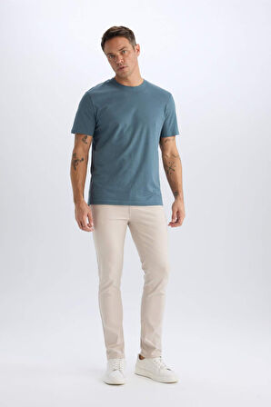 DeFacto %100 Pamuk New Regular Fit Bisiklet Yaka Basic Düz Kısa Kollu Tişört V7699AZ25SPBE576