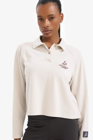 DeFactoFit NBA Los Angeles Lakers Polo Yaka Pike Sweatshirt D6152AX25SPBG745