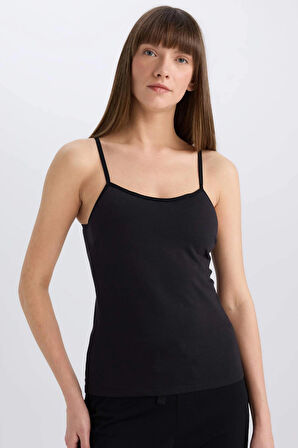 Defacto N6090 Siyah Regular Fit Pamuklu Askılı Atlet-Fall in Love