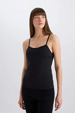 Defacto N6090 Siyah Regular Fit Pamuklu Askılı Atlet-Fall in Love