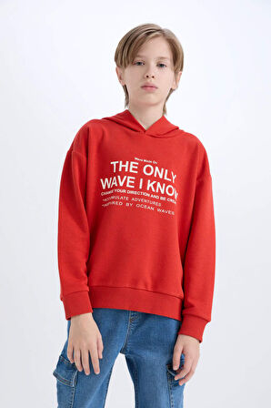 DeFacto Erkek Çocuk Oversize Geniş Kalıp Kapüşonlu Baskılı Sweatshirt D7399A825SPRD65
