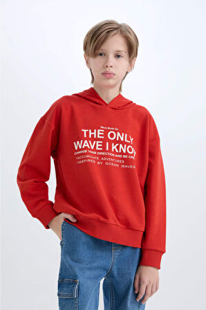 DeFacto Erkek Çocuk Oversize Geniş Kalıp Kapüşonlu Baskılı Sweatshirt D7399A825SPRD65