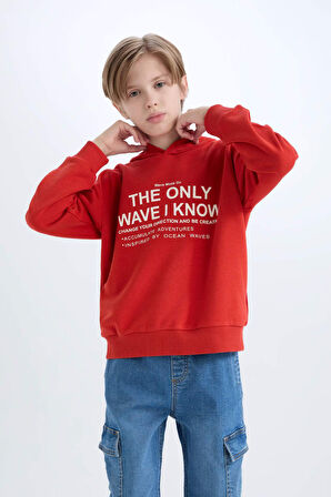 DeFacto Erkek Çocuk Oversize Geniş Kalıp Kapüşonlu Baskılı Sweatshirt D7399A825SPRD65