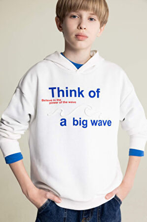DeFacto Erkek Çocuk Oversize Geniş Kalıp Kapüşonlu Baskılı Sweatshirt D7400A825SPER98