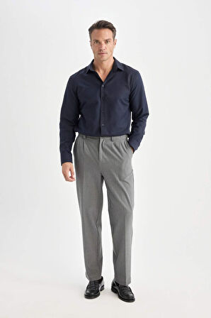 DeFacto Modern Fit Polo Yaka Dokulu Uzun Kollu Gömlek E0475AX24AUNV64
