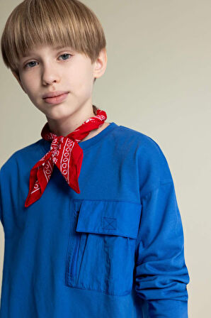 DeFacto Erkek Çocuk Oversize Geniş Kalıp Bisiklet Yaka Uzun Kollu Tişört D7405A825SPBE165