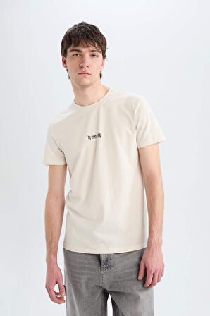 DeFacto Slim Fit Dar Kesim Bisiklet Yaka Baskılı Kısa Kollu %100 Pamuk Tişört A2631AX25SMBG714