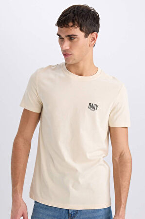 DeFacto %100 Pamuk Slim Fit Dar Kesim Bisiklet Yaka Baskılı Kısa Kollu Tişört C2078AX25SMBG700