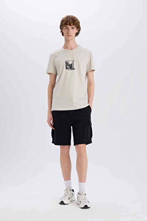 DeFacto %100 Pamuk Slim Fit Dar Kesim Bisiklet Yaka Baskılı Kısa Kollu Tişört C2133AX25SMGR437
