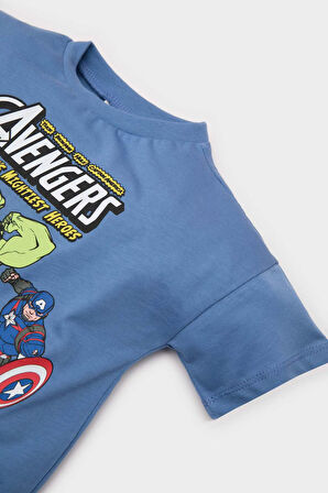 Erkek Bebek Marvel Avengers Bisiklet Yaka Kısa Kollu Tişört