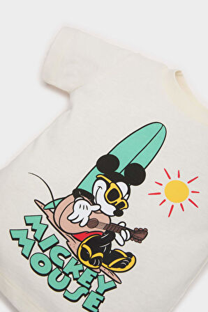 Erkek Bebek 2'li Takım Disney Mickey & Minnie Kısa Kollu Tişört Esnek Belli Şort Alt