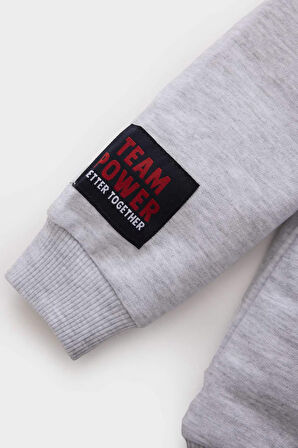 Erkek Bebek Regular Fit Bisiklet Yaka Slogan Baskılı Sweatshirt Kumaşı Sweatshirt