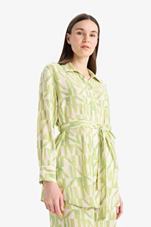 Relax Fit Desenli Viskon Uzun Kollu Tunik