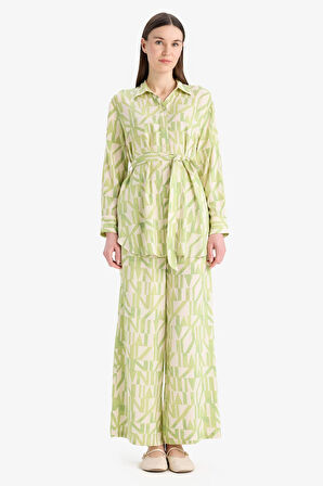 Relax Fit Desenli Viskon Uzun Kollu Tunik