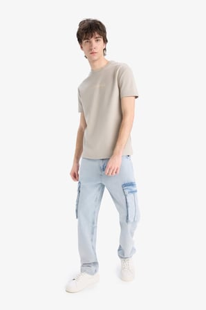 Regular Fit Bisiklet Yaka Baskılı Kısa Kollu Pamuklu Ağır Kumaş Tişört Z3073AZ25SMBG730
