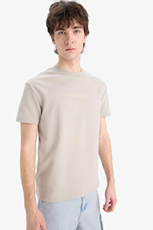 DeFacto Regular Fit Bisiklet Yaka Baskılı Kısa Kollu Pamuklu Ağır Kumaş Tişört Z3073AZ25SMBG730