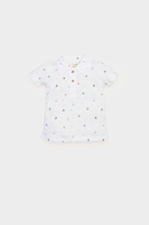 DeFacto Erkek Bebek Polo Yaka Deniz Baskılı Pike Kısa Kollu Tişört E4776A525SMER98