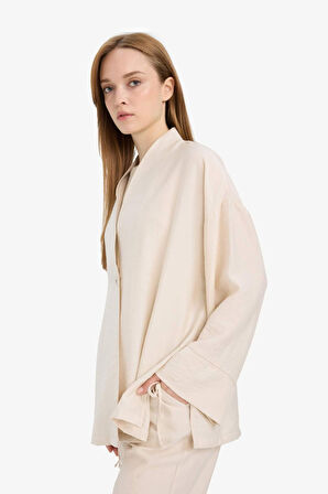 DeFacto Relax Fit Krinkıl Kumaş Uzun Kollu Kimono Tunik E1109AX25SMBG74
