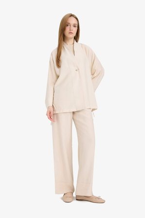 DeFacto Wide Leg Beli Lastikli Krinkıl Kumaş Geniş Paça Pantolon D7591AX25SMBG74