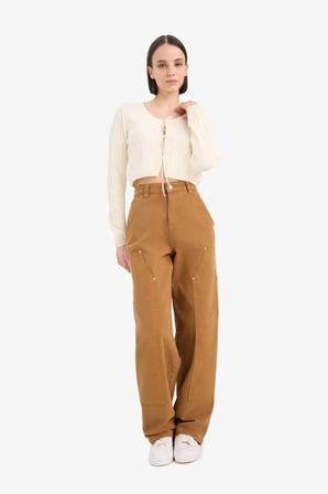 DeFacto %100 Pamuk Baggy Fıt Gabardin Pantolon Cepli Normal Bel E4028AX25SPBG633