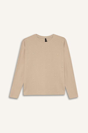 DeFacto Regular Fit Bisiklet Yaka Selanik Kumaş Uzun Kollu Tişört E6225AX24WNBG122