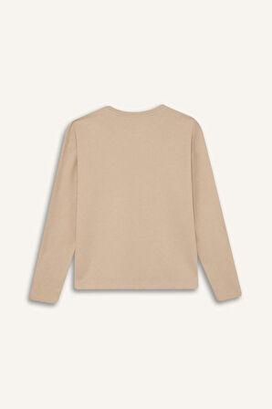 DeFacto Regular Fit Bisiklet Yaka Selanik Kumaş Uzun Kollu Tişört E6225AX24WNBG122