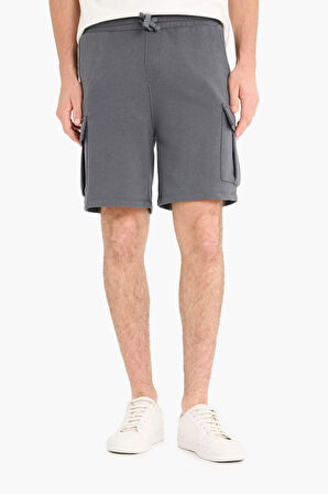 Regular Fit Beli Bağcıklı Kargo Cepli Şort