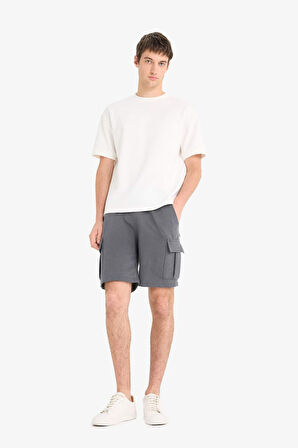 Regular Fit Beli Bağcıklı Kargo Cepli Şort
