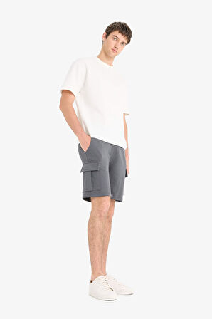 Regular Fit Beli Bağcıklı Kargo Cepli Şort